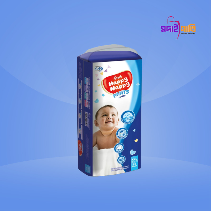 ফ্রেশ হ্যাপী ন্যাপী বেবী ডায়াপার ২৪পিস XXL (১২-২৫ কেজি)