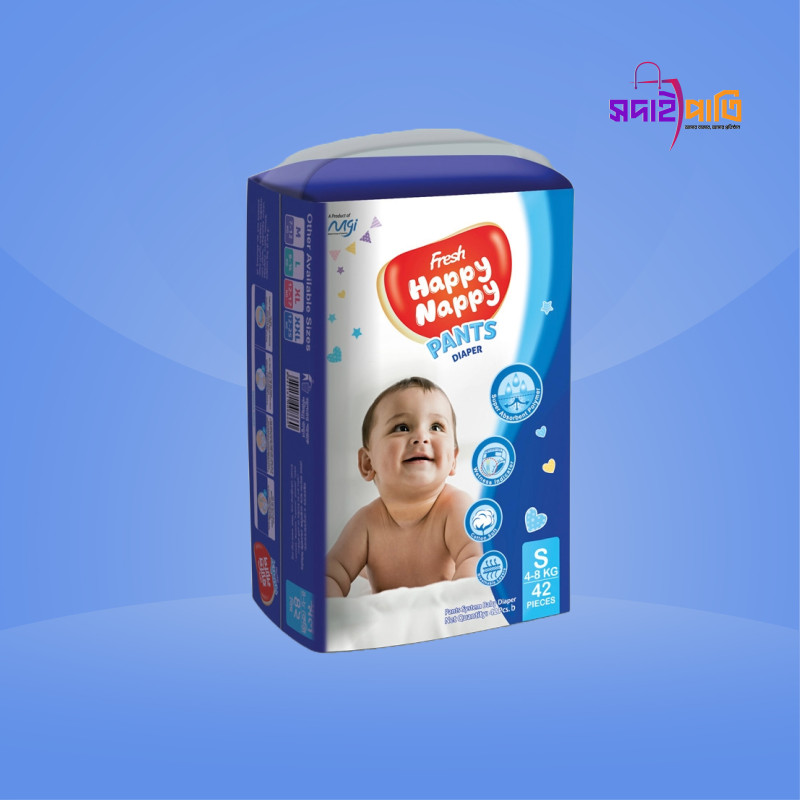 ফ্রেশ হ্যাপী ন্যাপী বেবী ডায়াপার ৪২পিস S (৪-৮ কেজি)