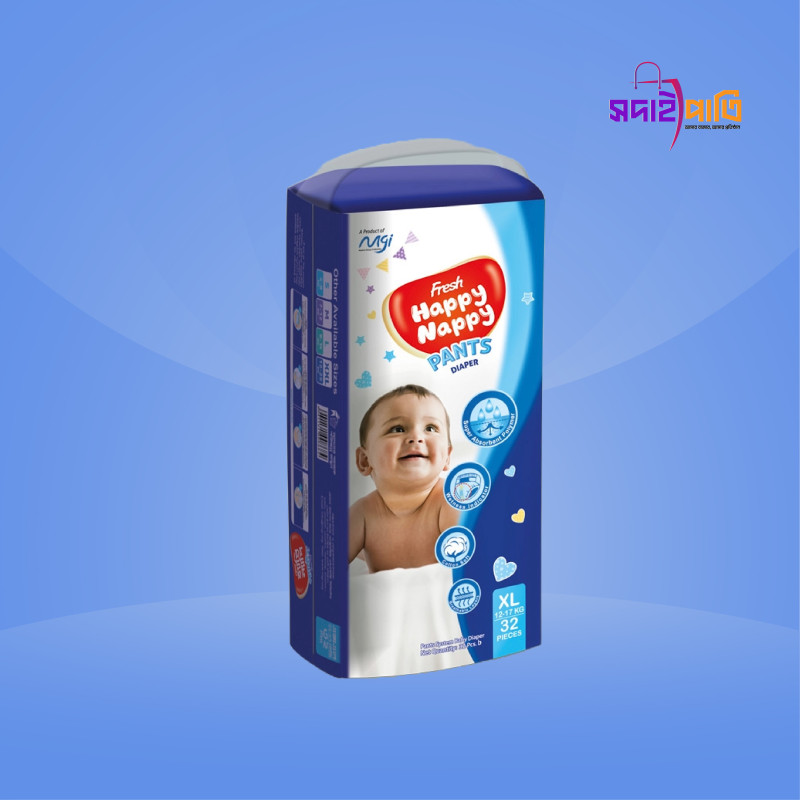 ফ্রেশ হ্যাপী ন্যাপী বেবী ডায়াপার ৩২পিস XL (১২-১৭ কেজি)